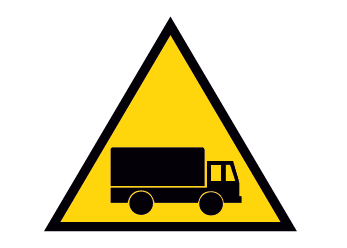 Danger trucks on the road sign