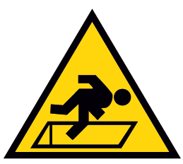 Danger of falling hole sign