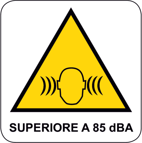 Cartello Pericolo Rumorosità Superiore 85 dBA