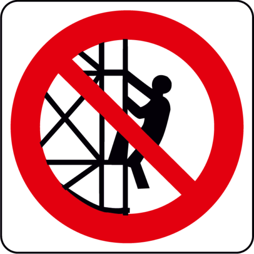 Climbing scaffolds not allowed sign