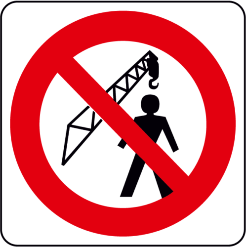 Passing close tower crane not allowed sign