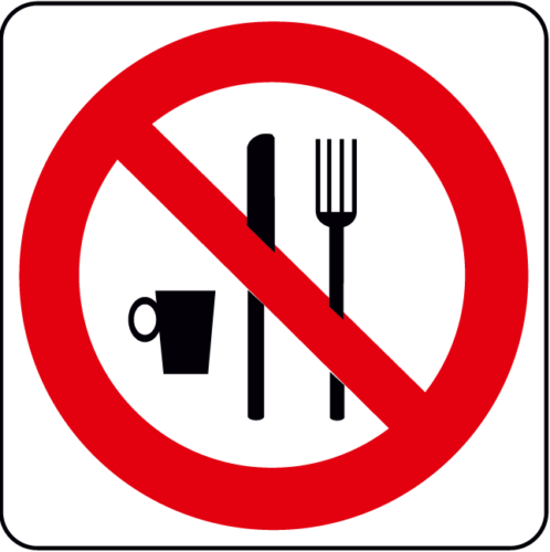 Eating here not allowed sign