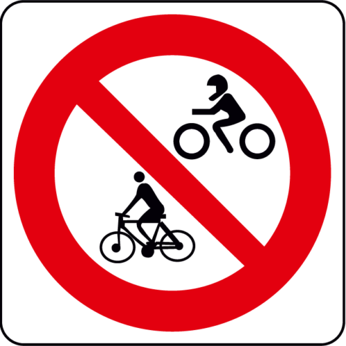 It is Forbidden entering cycles and motorcycles