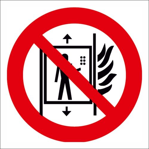 Fire Using lift not allowed sign