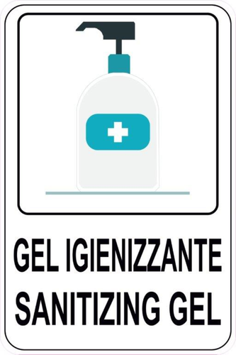 Cartello Indicazione GEL Igienizzante BILINGUE - COVID
