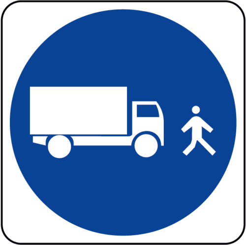 Obligation Sign vehicles walking pace