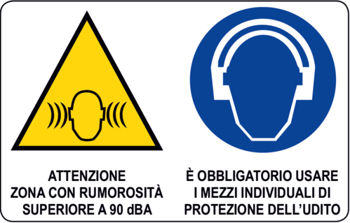 Cartello Pericolo Zona Rumorosità 90 dBA